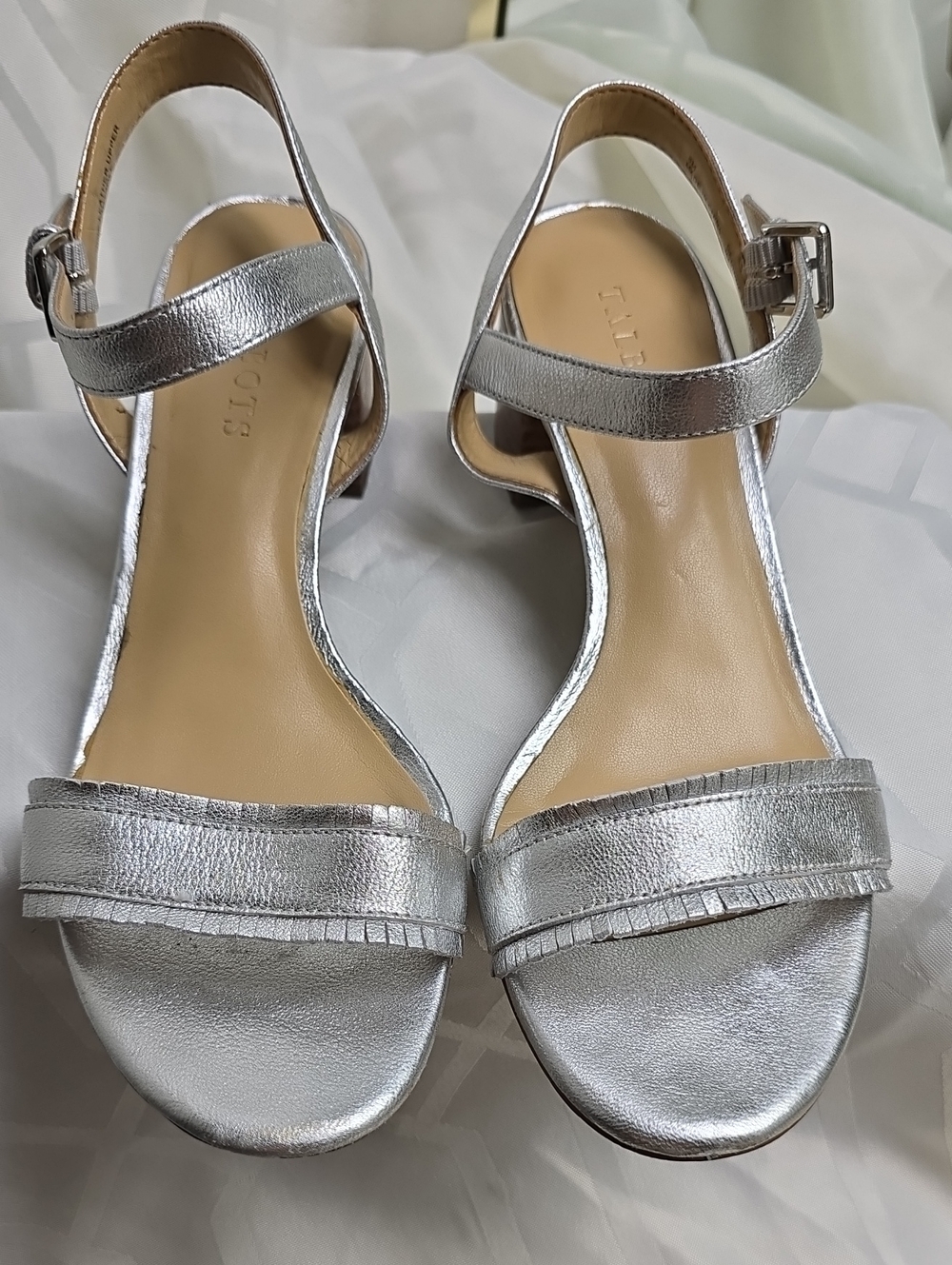 Talbots "Mimi" Silver Metallic Ankle-Strap Sandals